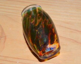 Silver Creek and Emerald Green Honeycombed Bead - Handblown Glass