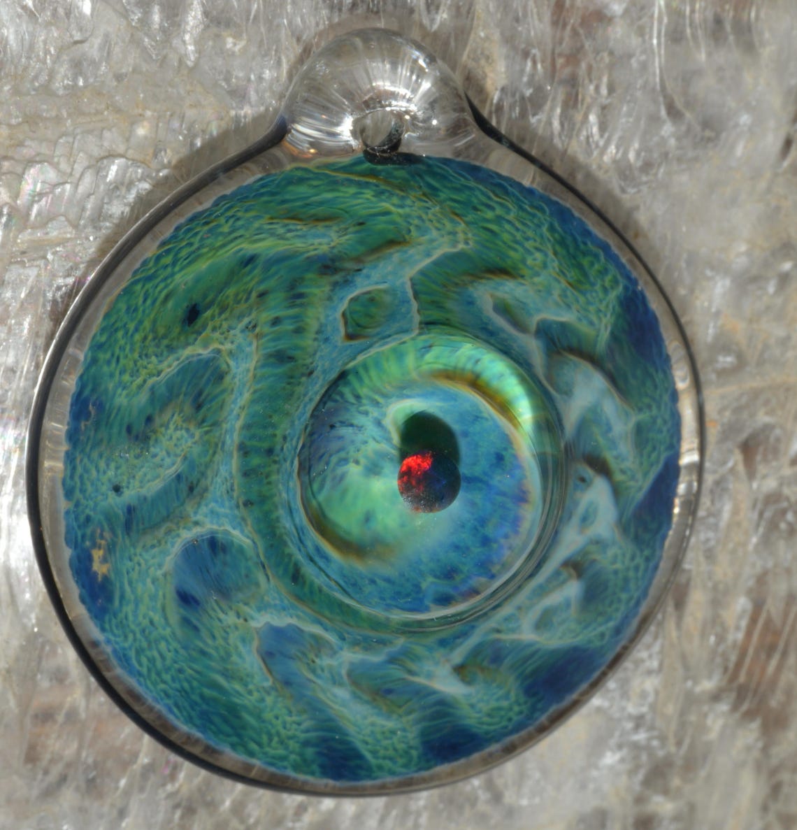 Glass Pendant Encased Black Opal Roots With Green Etsy