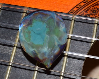 Exquisite Guitar Pick Silver Creek and Agua Azul Honeycomb - Handmade Glass