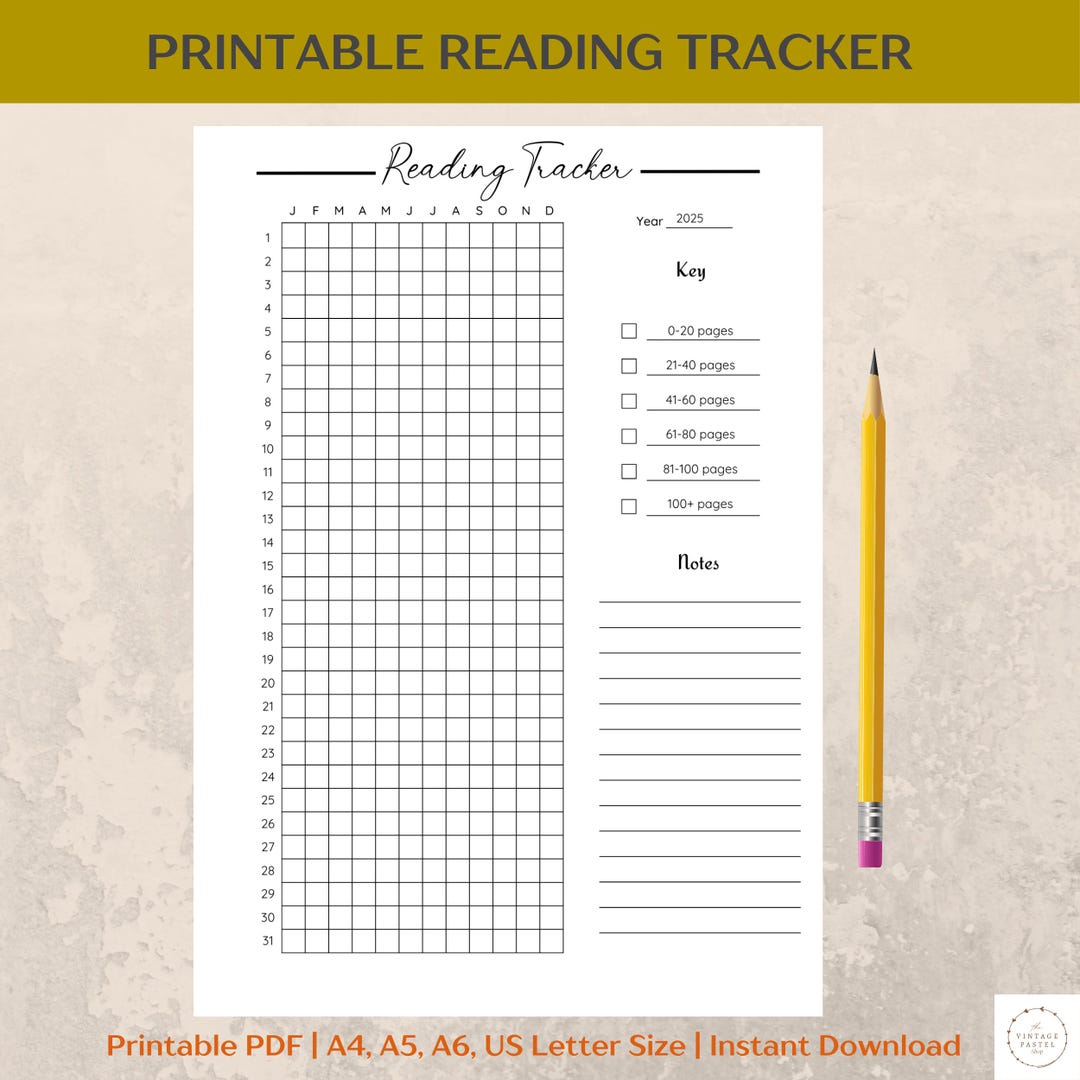 Yearly Reading Tracker: Editable A4 A5 A6 US Letter (canva PDF Download ...