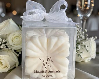 Personalized Wedding Candle Favors | Custom Pillar Candles with Names & Date | Bridal Shower Gift | Guest Favor | Romantic Keepsake Candle