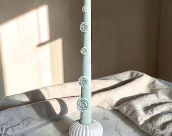 Minimalist Concrete Taper Candle Holder – Modern Ribbed Donut Shape – Handmade Cement Candle Holder – Scandinavian Home Decor – Unique Gift
