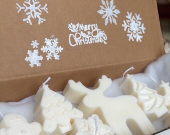 Scented Christmas Soy Wax Candle Set: Holiday Pillar Candles