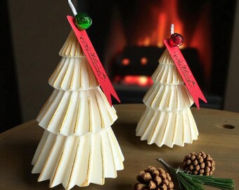 Christmas Tree Pillar Candle Set, Scented Soy Wax, Handmade