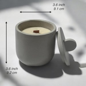 Concrete Classic Candle Jar, Cherry Wood Wick, Coconut Apricot Luxury Wax, Handmade Candle, Concrete Vessel, Modern Candle, 9 oz.