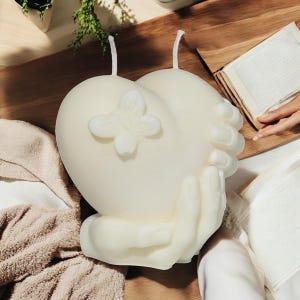 Heart Pillar Scented Candle: Organic Soy Wax, Vanilla Pumpkin Marshmallow