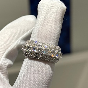 Sterling Silver Moissanite Cluster Ring