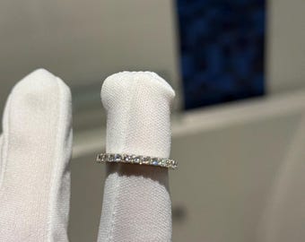 Anello Eternità Argento 925 Con Zirconi – FASCIA Sottile 2mm, Regalo Gioiello - Foto 2