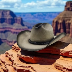 FREE SHIPPING.  Handmade Distressed Pinch Style Cowboy Hat