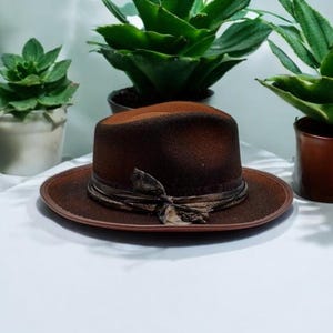 FREE SHIPPING.  Distressed Vintage Wool Fedora Hat