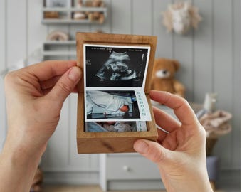 First birthday gift, Newborn Keepsake Gift, Pregnancy Ultrasound Picture Holder, Baby Shower Gift, Custom Baby Photo Box 14 Photos, Wooden