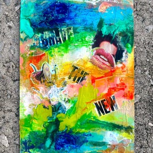 Cosmic Collage |s| ABSTRAKCYJNA Intuicyjna DZIEŁO SZTUKI | Dekoracja ścienna | Malarstwo ORYGINALNA Sztuka w technice mieszanej