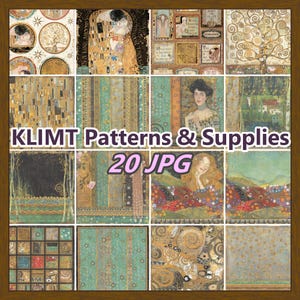 Vintage op Gustav Klimt geïnspireerde gouden kus digitale print voor nieuwe kunst muur decor dagboek canva scrapbooking aanbod 20 jpg