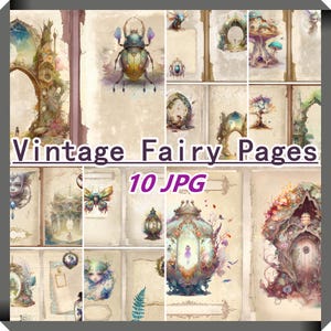 Pages de journal numérique féerique vintage bricolage projets magiques fournitures de porte antiques papillon forêt elfe mystère 10 jpg