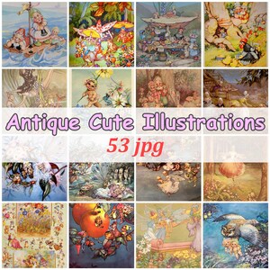 Antike Elfe und Märchen Kinderbuchdrucke für Junk Journals und DIY Projekte Niedliche Vintage Seiten Digital 53 jpg
