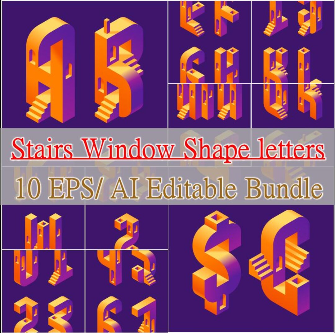 Futuristic Window Shape Letters Bundle Ideal for Creating Unique Shirts ...