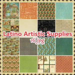 Vintage Tropisch Retro Huizen Latino Artistiek Patronen Canva Scrapbooking Benodigdheden Journal Achtergronden Notitiepakket 16 jpg