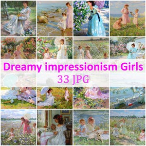 Dreamy Girl Painting Summer Floral Art Decor Impressionism Flower Poster Prints Romantic Beautiful Spring Classic 33 jpg