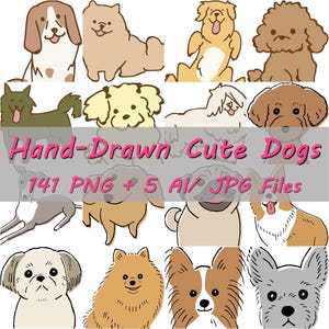DIY hondenras sublimatie liefdesdroom schattige hondenillustraties voor stickers collage handgetekende ontwerpen 141 png ai jpg