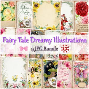 Illustrations fantaisistes de fleurs et de papillons pour projets de bricolage Rainbow Junk Journal - Pages multicolores de rêve 9 jpg