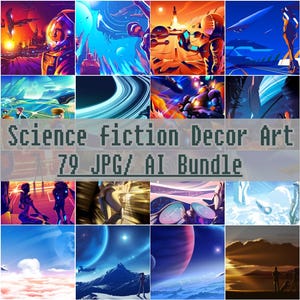 Bundle d'impressions d'affiches de science-fiction avec style geek dans une décoration cyberpunk, kit ultime de fournitures d'art futuriste 79 jpg ai
