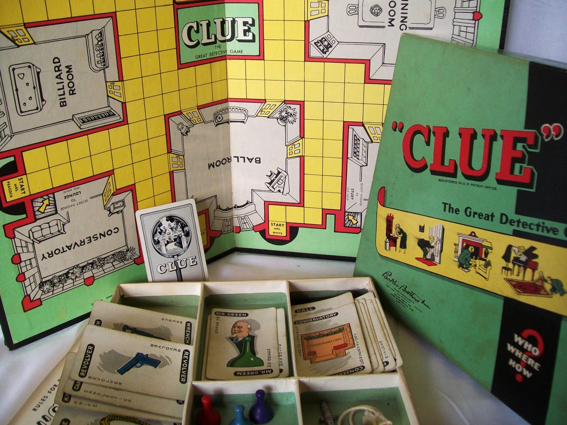 Vintage Clue Game 1949 1950 Board Pieces Box 1950s Toys Etsy