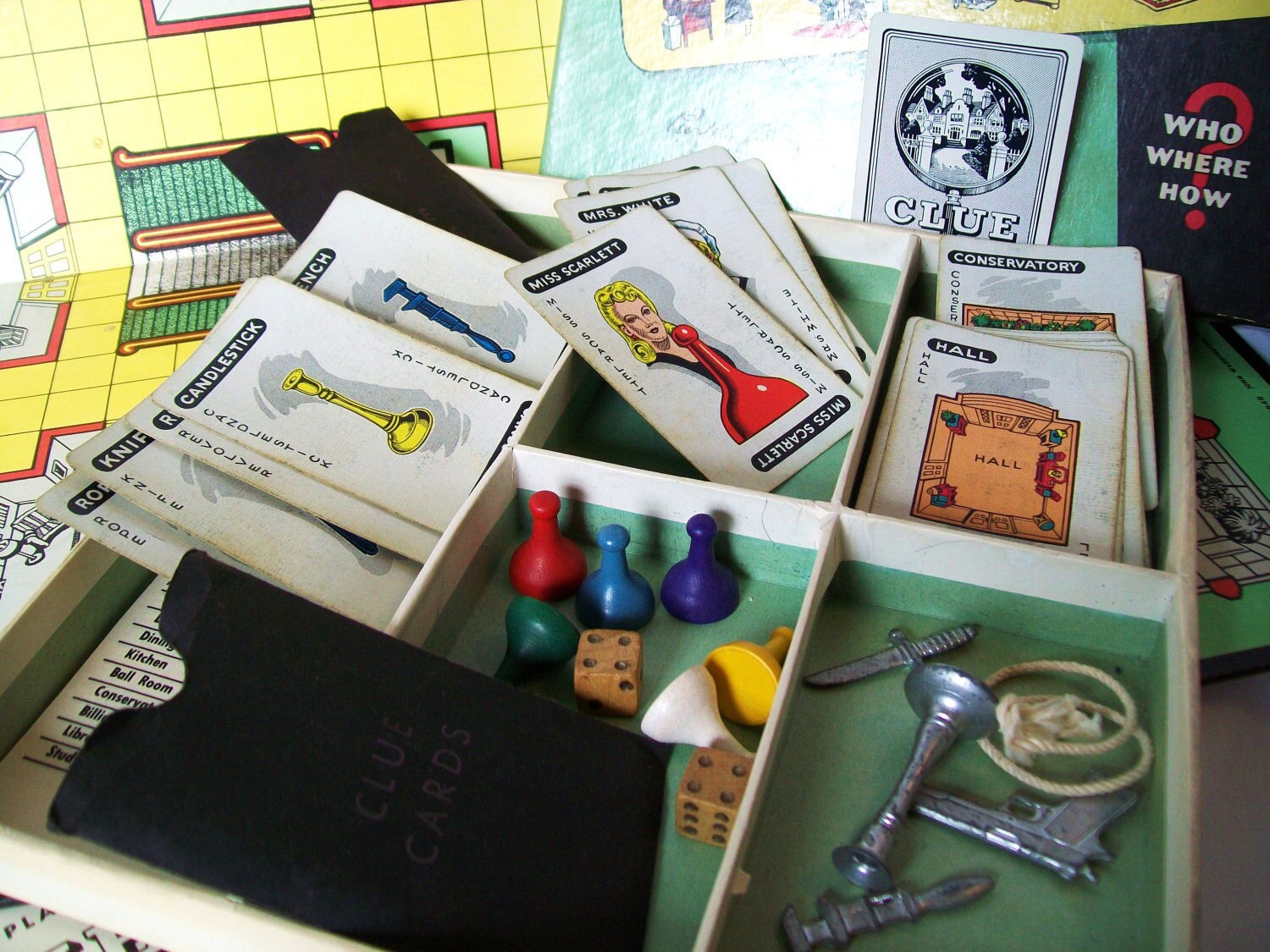 Vintage Clue Game 1949 1950 Board Pieces Box 1950s Toys Etsy