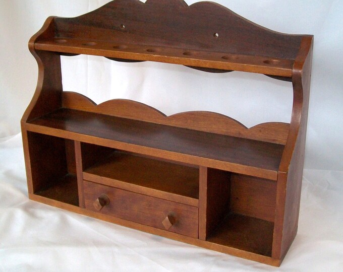 Antique Pipe Stand Vintage Wooden Shelf With Drawer Wall Etsy