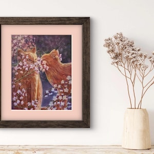 Cuadro de dos gatos pelirrojos, pintura al óleo, pintura a mano, obra de arte original, óleo sobre lienzo, regalo para amantes de los gatos