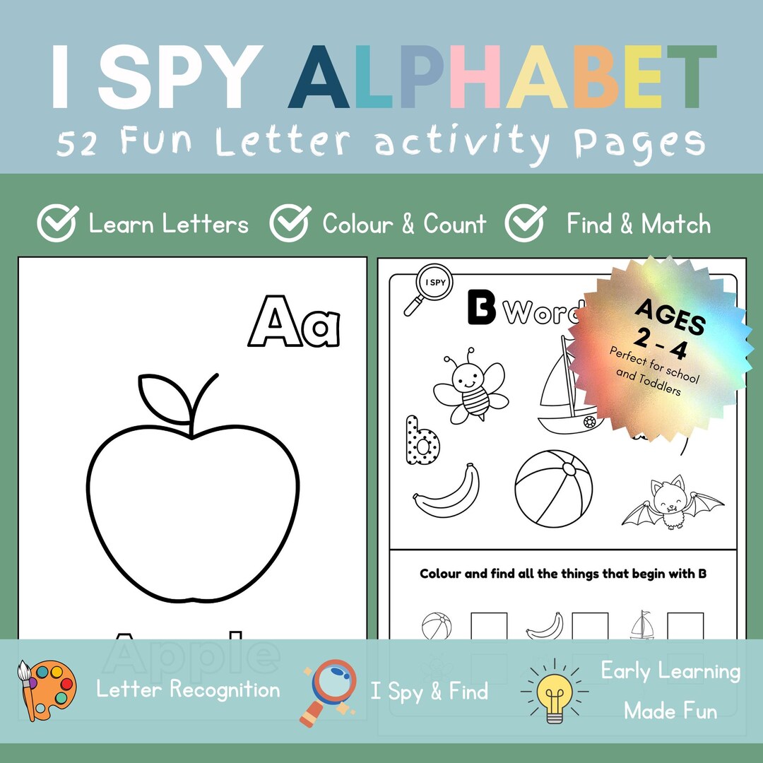 I Spy Alphabet A-Z Printable – Preschool Letter Recognition Worksheets ...