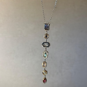 Gold Colorful Y Necklace, Handcrafted Multi-Colored Necklace, Elegant Y Necklace, Dainty Jewelry