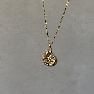 Seashell Snail Necklace, Textured Sea Shell Pendant, Ocean-Inspired Jewelry, Beach Lover Gift, Boho Seashell, Stainless Steel Jewelry