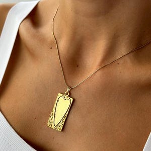 Gold Heart Pendant Necklace, Stainless Steel Gold Plated, Minimalist Charm Necklace for Women, Romantic Jewelry, Gift for Her