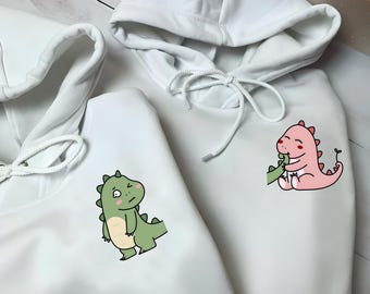 Dinosaur Couple Hoodie: Anniversary Unisex Sweatshirt