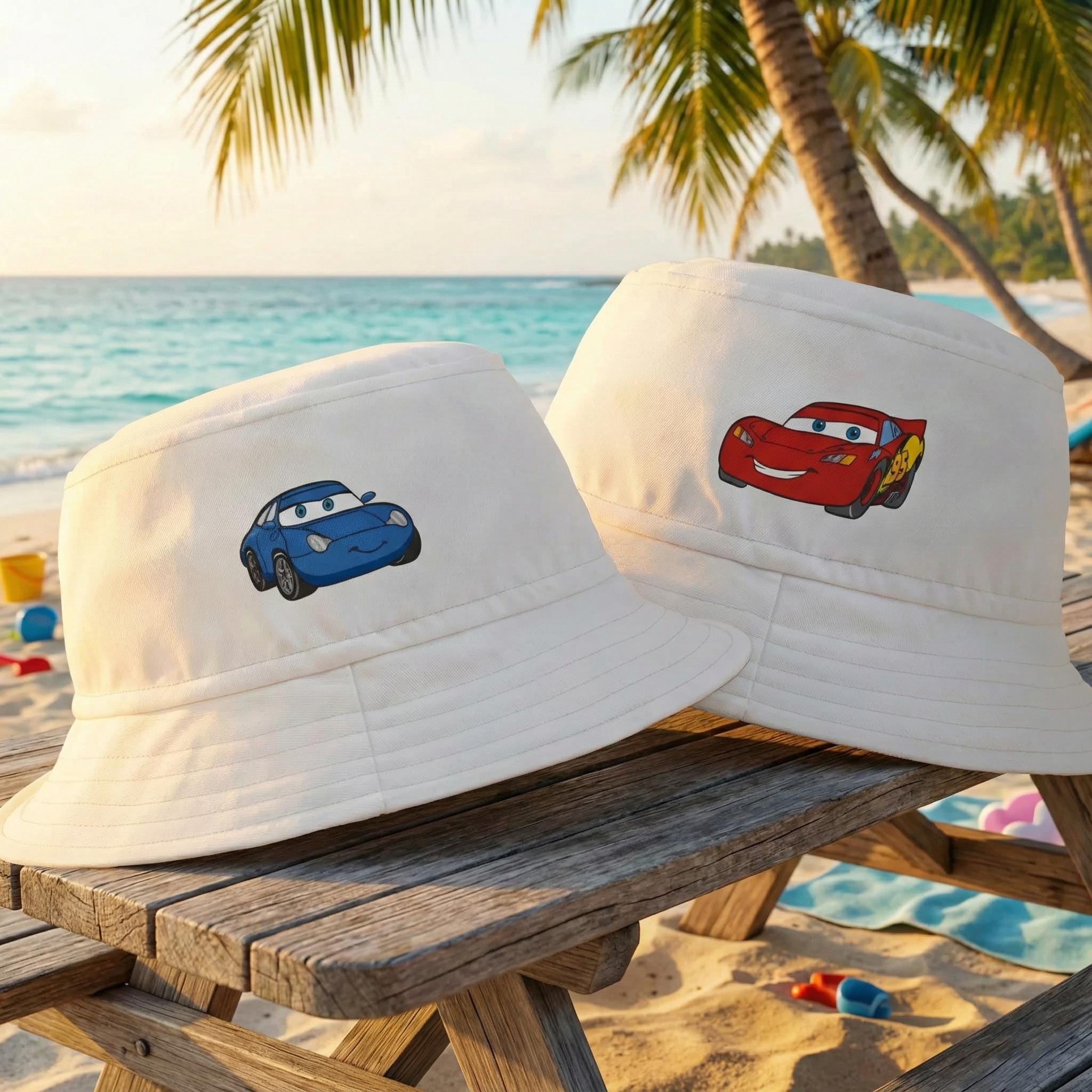 サリー・マックイーンのカップルビーチハット、カーズ風ギフトバケット