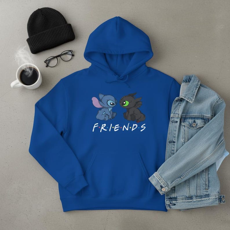 Stitch-Style Alien & Night Fury Friends Hoodie | How to train your dragon Sweatshirt Royal
