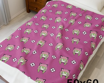 Mitsuri Kanroji Demon Slayer Fleece Blanket | Kawaii Chibi Throw | Gift Mythical Art | Multiple Colors