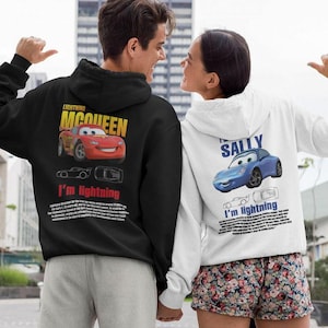 Cars Matching Sweatshirt, L. Mcqueen and Sally Couple Sweatshirt, Kachow L. Mcqueen Sally Car Sweatshirt, Lightning Movie Hooded Sweatshirt