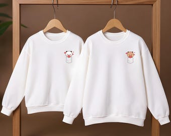 Bubu und Dudu passendes Paar Sweatshirt, Geschenk für sie, Süßes Kawaii Sweatshirt, Panda Bär