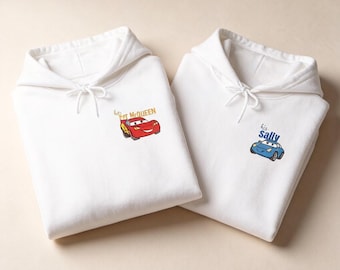 Couple Hoodies  McQueen  Sally Matching |His  Her| Hooded Sweatshirt | Unisex Partner Set, Cars Print
