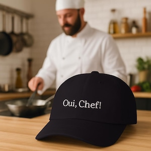 Oui, Chef! Embroidered Hat | Funny Chef Cap | Gift for Cooks & Food Lovers