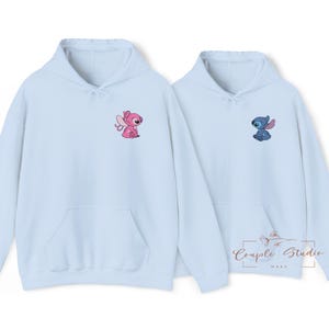 Stitch & Angel Sweatshirt, Stitch Angel Valentines Sweatshirt,ouple Sweatshirt Lovely Stitch Angel Couple Character Couple Sweatshirt Gift