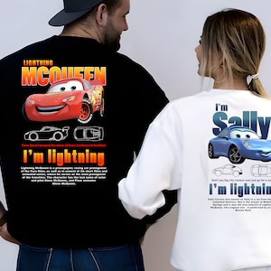 Cars Matching Sweatshirt, L. Mcqueen and Sally Couple tee Sweatshirt, Im Lightning Sally Car Sweatshirtt, Lightning Movie