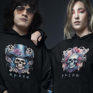Gothic Bride and Groom Skull Halloween Wedding Shirts | Till Death Do Us Part Wedding Gift | Spooky Bride and Groom Matching Set