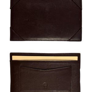 Bloc-notes vintage des années 90 ETIENNE AIGNER en cuir avec porte-cartes mince et bloc-notes