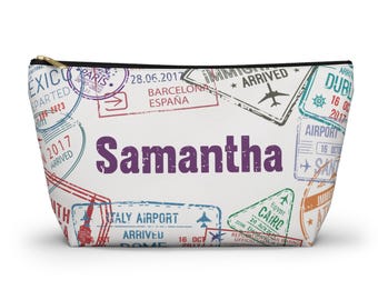 Custom Name Travel Personalized Funny Makeup Bag Toiletries For Women Bridal Party Gift Traveler Travel Agent Gift Small Accessory Bag