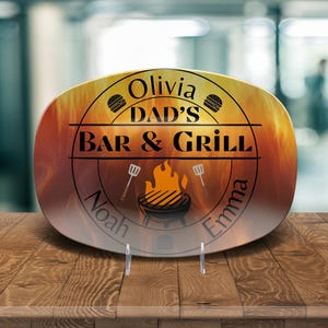 BBQ Grilling Personalized Platter Daddy Pappy Grilling Plate for Father&#39;s Day, Custom Gift for Him Birthday Grill King Master Papa Grandpa
