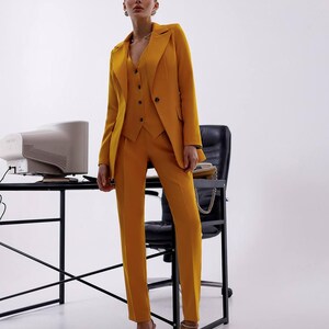 Classic Blue Suit for Women | Tailored Blazer 3-piece suit | Blazer and Vest Suit Combo, Stylish Formal Suit for Office or Casual Events