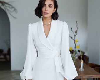 Black & White Blazer Dress: Elegant Tailored Fit Party Couture - Etsy