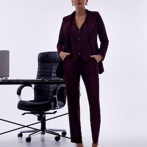 Classic Blue Suit for Women | Tailored Blazer 3-piece suit | Blazer and Vest Suit Combo, Stylish Formal Suit for Office or Casual Events